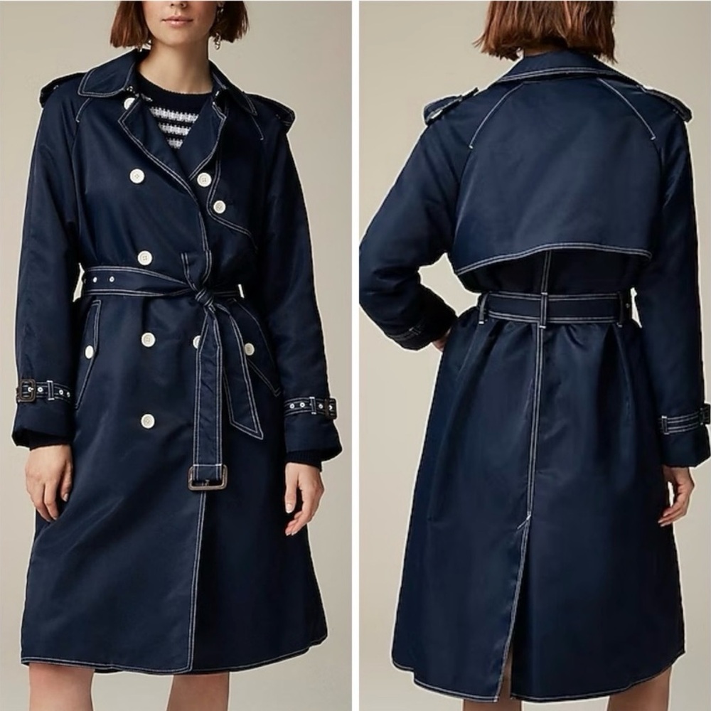 NWT J.Crew Relaxed Trench Coat in
Lightweight Shiny Nylon - Size 0 - Picture 4 of 10